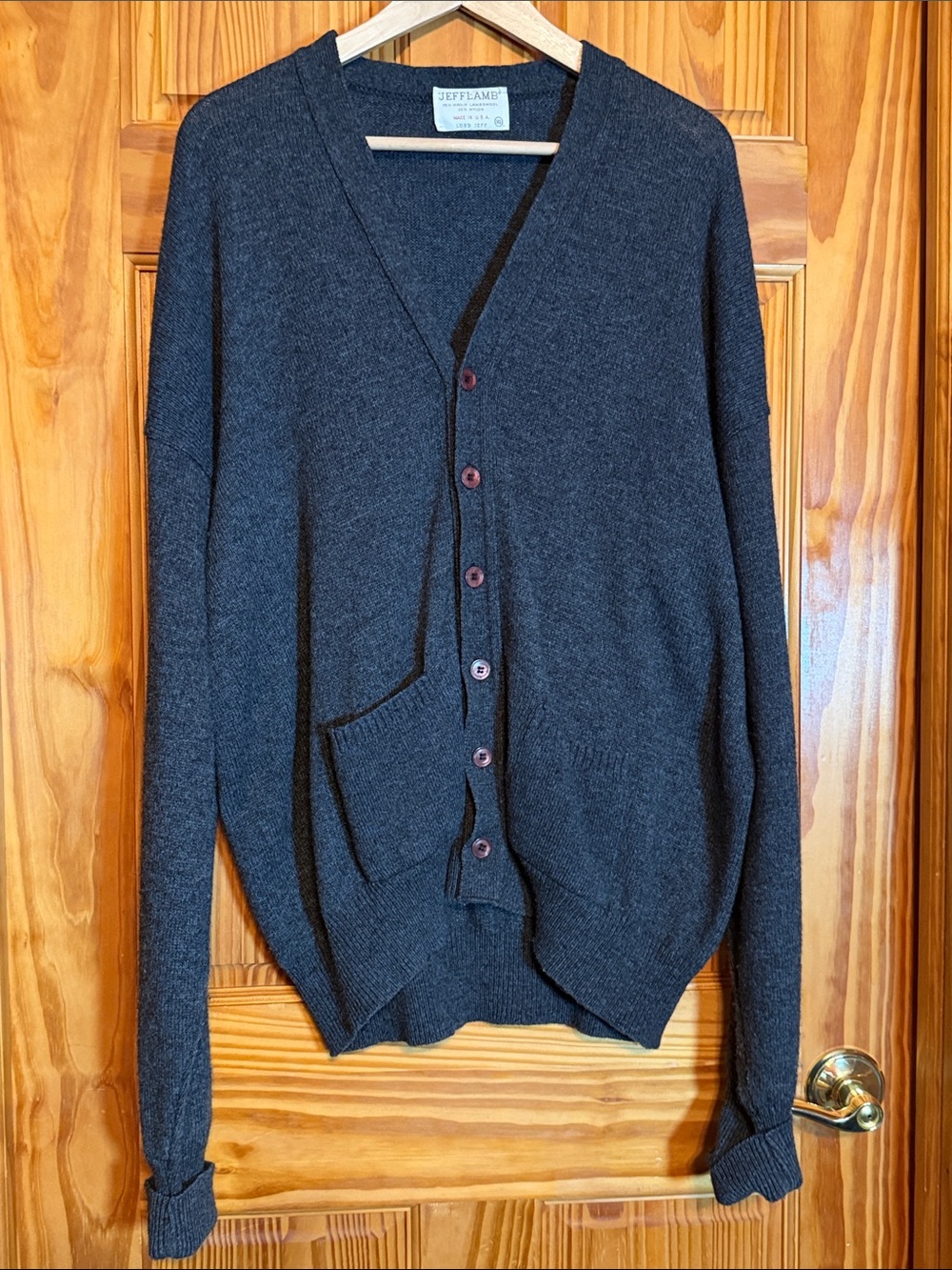 Jeff Lamb Vintage Men's Charcoal Button Cardigan Sweater